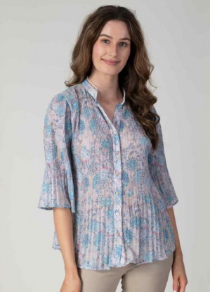 Jessica Graaf Summer Floral Pleated Blouse